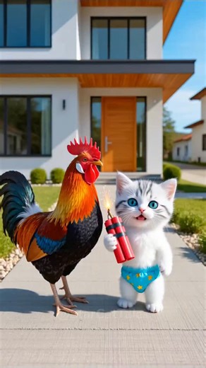 kitten story on Instagram: "Kitten Brings Plush Monster to Life!🧸 A chaotic kitten straps dynamite to a rooster to break into a claw machine shop! The explosion sends plushies flying, and the kitten grabs them all — but the police are already on his tail. To escape, the kitten creates a plushie potion that turns a blue bear into a giant monster! As the police struggle, the kitten makes his wild getaway. #cat #kitten #funny #animals #shorts #cartoon #adventure #bear #rooster"