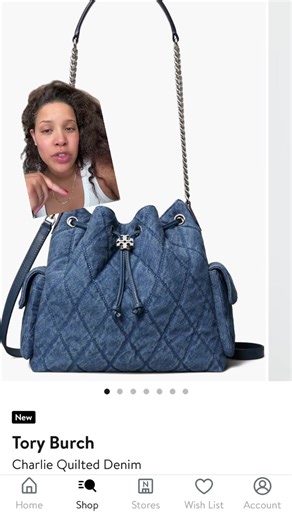 Tory Burch Charlie Drawstring Bag in Denim Available Now