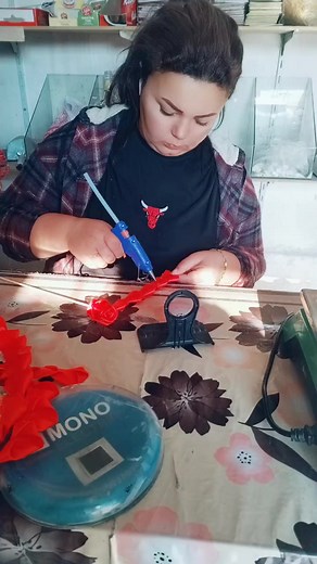 Crafting Decorative Items with Hot Glue and Fabric Roses