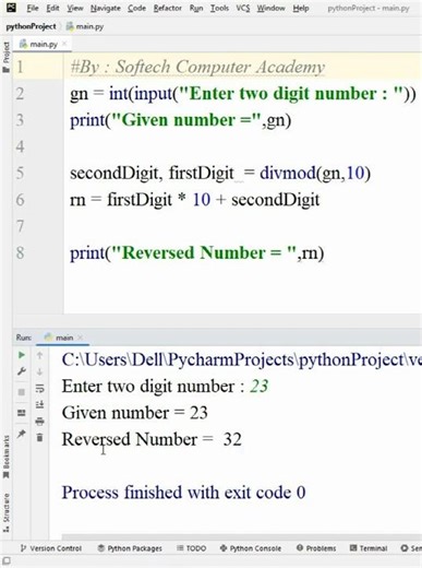 Python : 2nd method | To reverse given two digit number