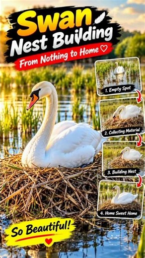 Swan Builds a Beautiful Nest and Welcomes Her Baby Cygnets! 🦢🤍 | Wildlife Nesting