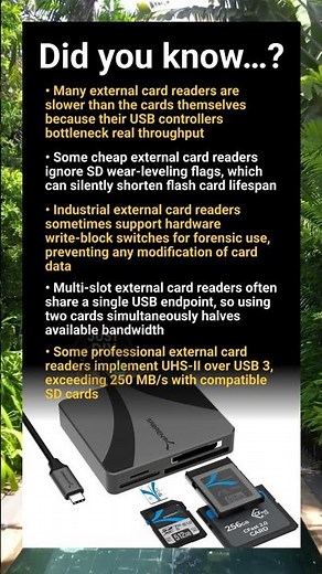 External card reader secrets: speed limits, wear leveling and data safety myths