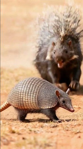 Armadillo's Shield - Can It Repel Porcupine's Spiny Assault? #shorts #porcupine #armadillo