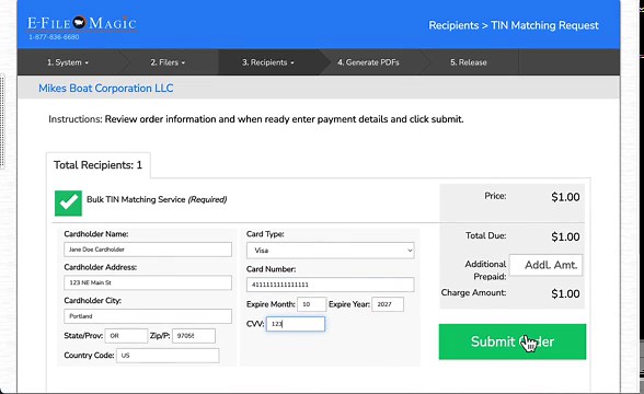 IRS Tax ID Matching & Verification within E-File Magic