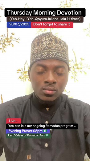 Thursday Morning Devotion and Prayer Session