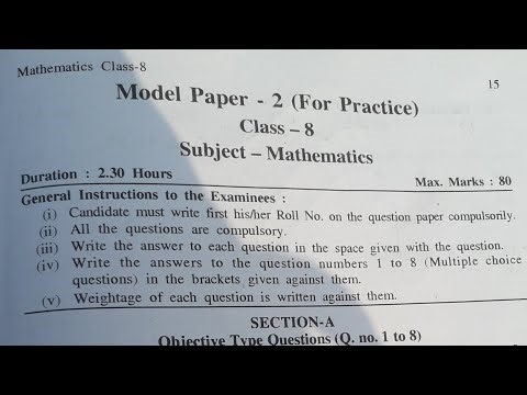 Class 8th MATH Model Paper 1(Solved)