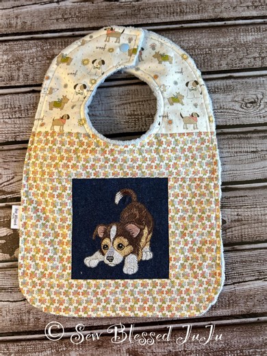 Handmade Patchwork Bib / Dog and Cat Embroidered Baby Bib - Etsy