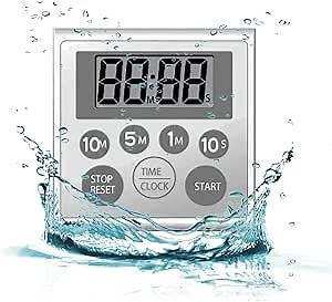 Digital Timer Waterproof Shower Timer Shower Clock Bathroom Kitchen Timer with Strong Magnet and Large LCD Display (Waterproof 7 Key)