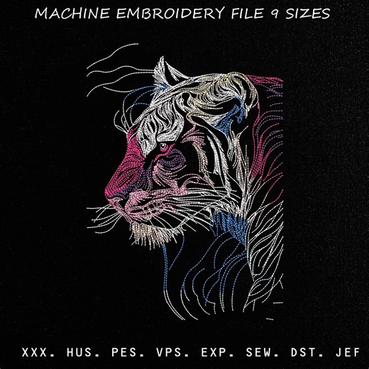 Lion Embroidery Design, Realistic Tiger Machine Embroidery Pattern, Anime Embroidery, Wild Animal Stitch File, 8 Formts, 9 Sizes - Etsy