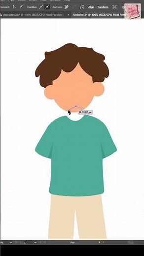 Simple 2d character in Adobe Illustrator #graphicdesign #adobeillustrator #cartoon #tutorial #shorts