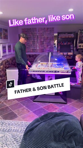 Basement hockey with Danny & Little Phoenix 🏒 Just boys being boys. Game on. #LikeFatherLikeSon #DannyFromTheShore #FamilyFirst #HockeyLife #JerseyShoreVibes