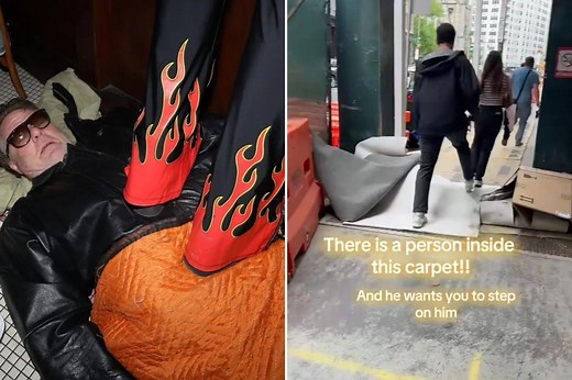 NYC performance artist divides people with sidewalk carpet stunt: ‘Perverted’