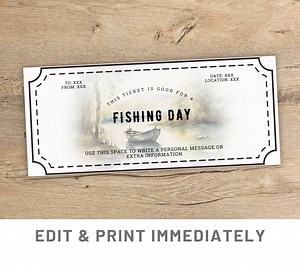 Fishing Trip Gift Voucher Template, Angler Gift for Dad (canva) - Etsy