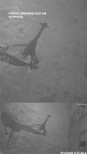 Baby giraffe takes first steps at Florida zoo