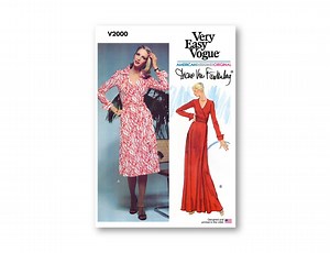 Wrap Dress Pattern- Vogue Pattern- Wrap Dress, V-neckline, Collar Option, Tie Closure; Two-lengths- Diane Von Furstenberg- Sizes 6-24- V2000 - Etsy