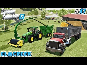 Emptying the silo bunker, harvesting grass silage | Elmcreek | Farming simulator 22 | Timelapse #47