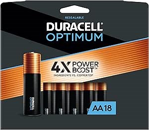 Duracell Optimum AA Batteries with Power Boost Ingredients, 18 Count Pack Double A Battery with Long-lasting Power, All-Purpose Alkaline AA Battery for Household and Office Devices