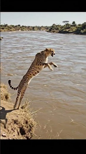Cheetah Jumps 50 Feet Across River to Hill | World’s Most Fearless Wild Jump 🐆🔥