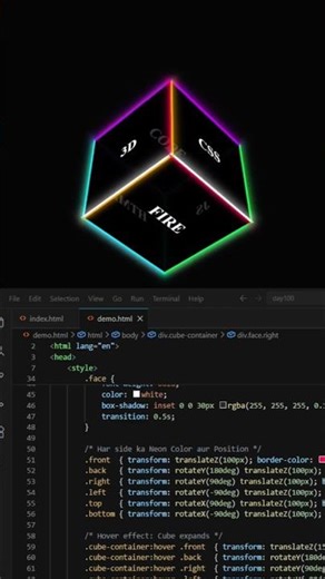 Amazing 2d Cube Rotate using HTML CSS JavaScript #coding #viralvideo