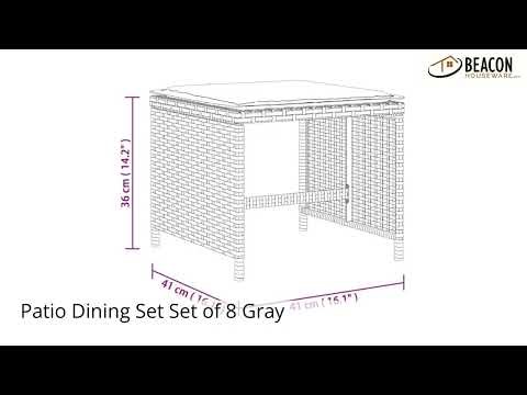 Patio Dining Set Set of 8 Gray