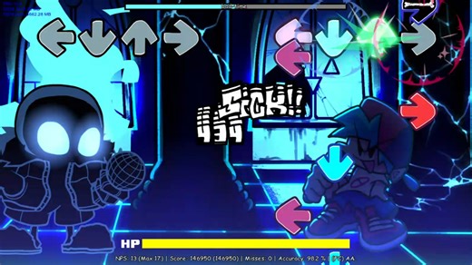 FNF优质老模组indie cross微难曲目bad time 1miss手打演示