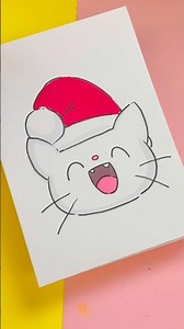 How to draw a kawaii Christmas cat step by step