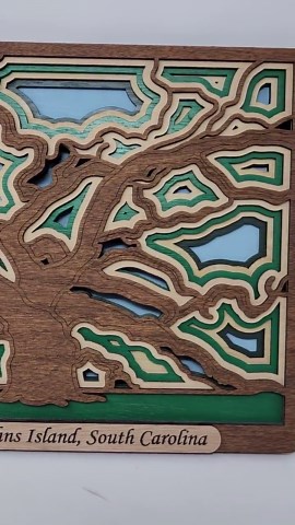Angel Oak Tree Wood Art, Custom Laser Cut and Layered, Johns Island SC, VERSION 2 - Etsy