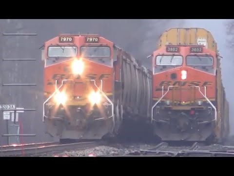 Three Westbound Freight Trains and a Meet with an Eastbound 4K