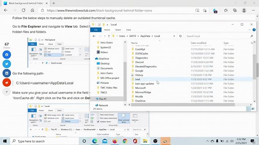 Black background behind File or Folder icons in Windows 11