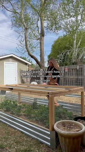 If you want to learn how to build this cover and customize it for yourself! Check out the link in my bio! #gardenbedcover #gardenbed #howtobuild #backyardhomestead #backyardchickens #backyardgarden