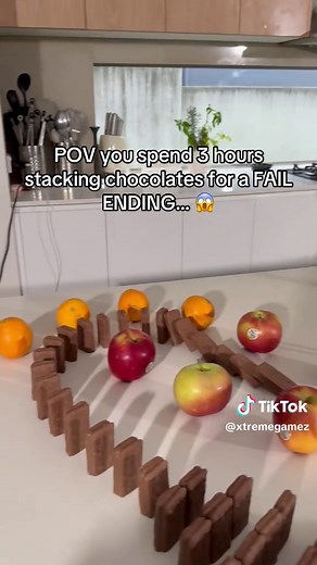 Epic Chocolate Stacking Fail: A Hilarious POV Moment
