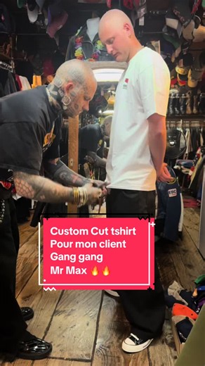 ⚠️⚠️ Breaking News⚠️⚠️ Tuto Custom Cut à t-shirt pour mon client !! Bimmmm ⭐️⭐️ MR Max #awcooper #styleinspo #lespucesdesaintouen #vintageparis #headtattoo