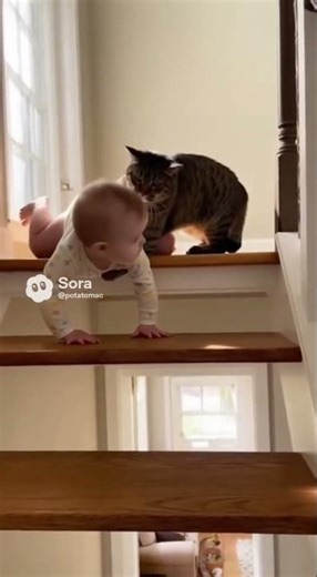Saving a baby from falling 🐱 | #shorts #animals #baby