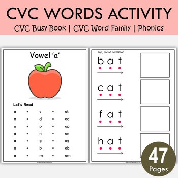 CVC Word Blending and Matching Worksheets | Phonics Practice Printable, T-168
