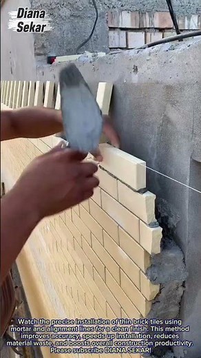 Perfect Brick Tile Wall Installation | Fast Masonry Finishing Technique