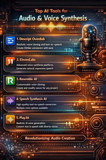 Top AI Tools that can help in realistic voiceovers and high-quality audio #aiart #aitools #ai #ai
