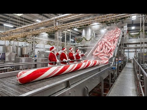 Inside the Candy Cane Factory – How Christmas Candy Is Made at Massive Scale