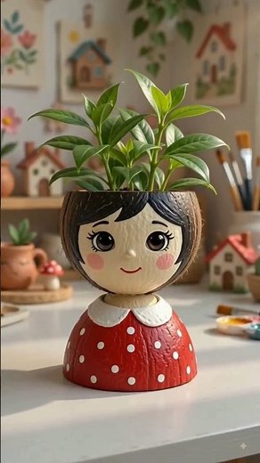 DIY Coconut Shell Planter 🌿✨ Easy Cute Craft Idea