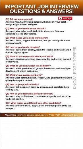 10 Most Important Job Interview Questions and Answers