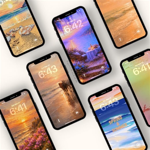 7 Beach Sunset iPhone Wallpapers, Ocean Phone Backgrounds (digital Download) - Etsy