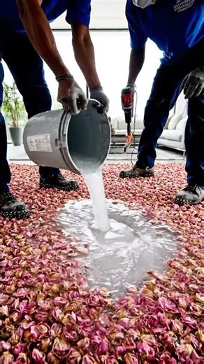 The process of making this flower-filled epoxy floor is oddly satisfying #epoxy #diy