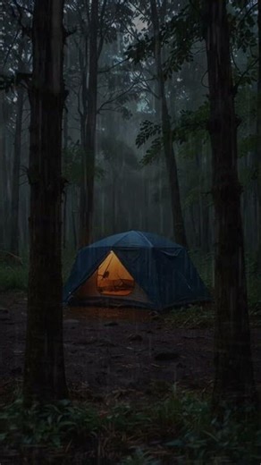 Rain, Thunder and Wind Camping in the Cozy Forest #rainoundforsleep #rainforrest #relax #camping