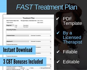 Treatment Plan Template for Therapists | PDF - Fillable & Editable | Printable