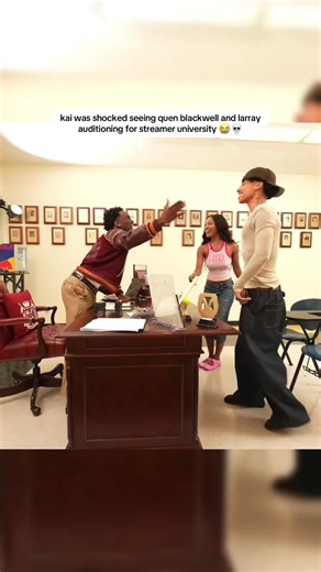 kai was shocked seeing quen blackwell and larray auditioning for streamer university 😭💀#rakai #kaicenat #streameruniversity #fyp #viral
