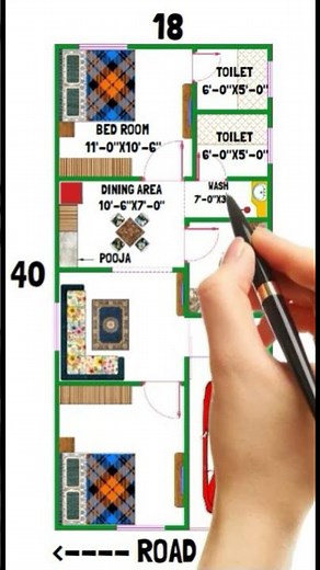 18x40 Modern House Design Under 9 Lakh // 2BHK House with Car #houseplan #home #2bhkhousedesign