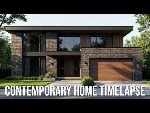 Building a Modern Contemporary Dark Brick House Start to Finish Timelapse
