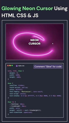 🔥Neon Cursor Using HTML, CSS & JS! #coding