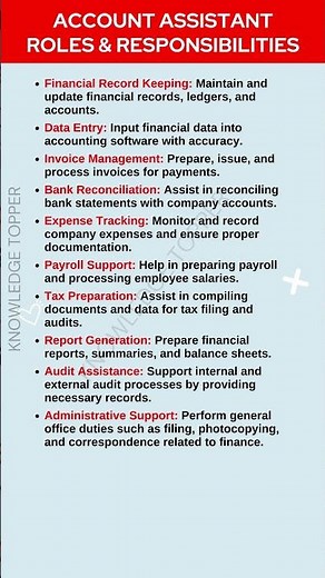 Account Assistant Job Roles and Responsibilities | Accounting Assistant Job Description - Duties