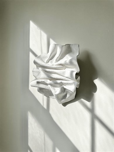 Abstract Sculpture Wall Decor, 3D Wall Art, Textured Plaster Art, White Home Decor, Plaster Painting, Modern Wall Art, Crumpled Waves Art - Etsy