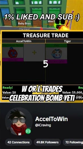 Celebration Bomb Yeti Blox Fruits Trades #bloxfruits #roblox #shorts